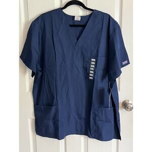 Cherokee Men & Women Unisex Scrubs Top Workwear Originals Navy Size XL NWT